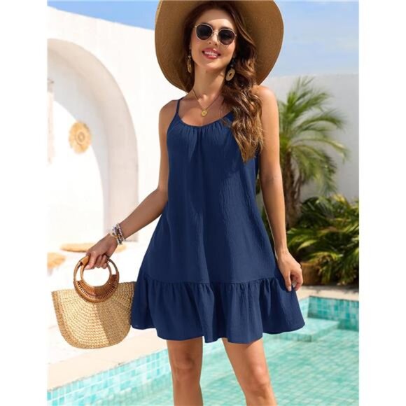 Swimsuit Coverup Spaghetti Straps blue - Picture 2 of 5